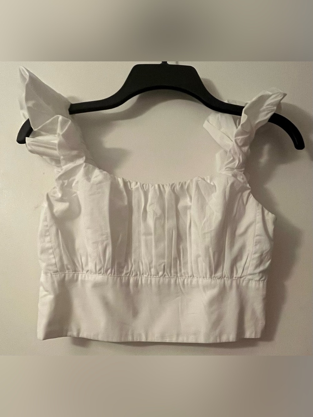 Abercrombie & Fitch White Ruffled Strap Sleeveless Crop Top Women's Size S